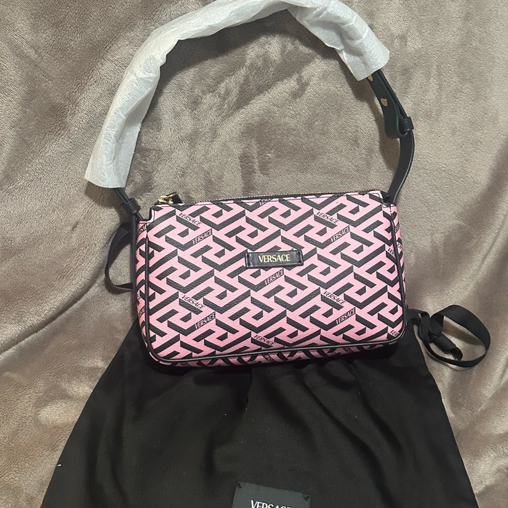 Versace Black and Pink Geometric Shoulder Bag